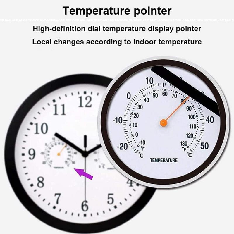 Outdoor Clocks Waterproof Outdoor Wall Clock with Hygrometer 10 Inch Silent Round Battery Operated Easy to Read Decorative