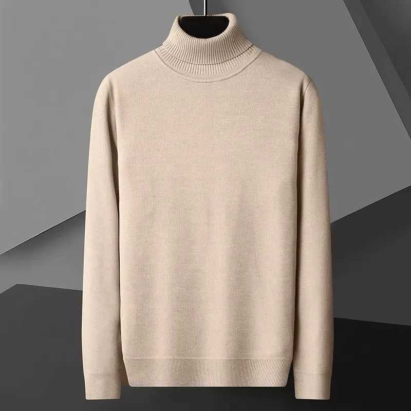 Mens casual slim fit basic top long sleeved knitted streetwear lightweight turtle neck pullover sweater solid color mens sweater W2411111