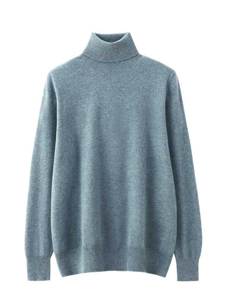 Linen mens autumn cashmere sweater with turtle collar and 100% Merino wool knit intelligent casual and warm basic clothing W2411111