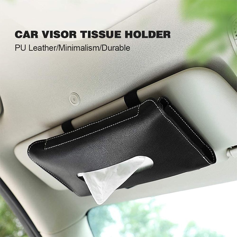 Box Pu Leather Car Sun Visor Holder Tissue Interior Storage For Wet Tissue Box Klinera For Kleenex