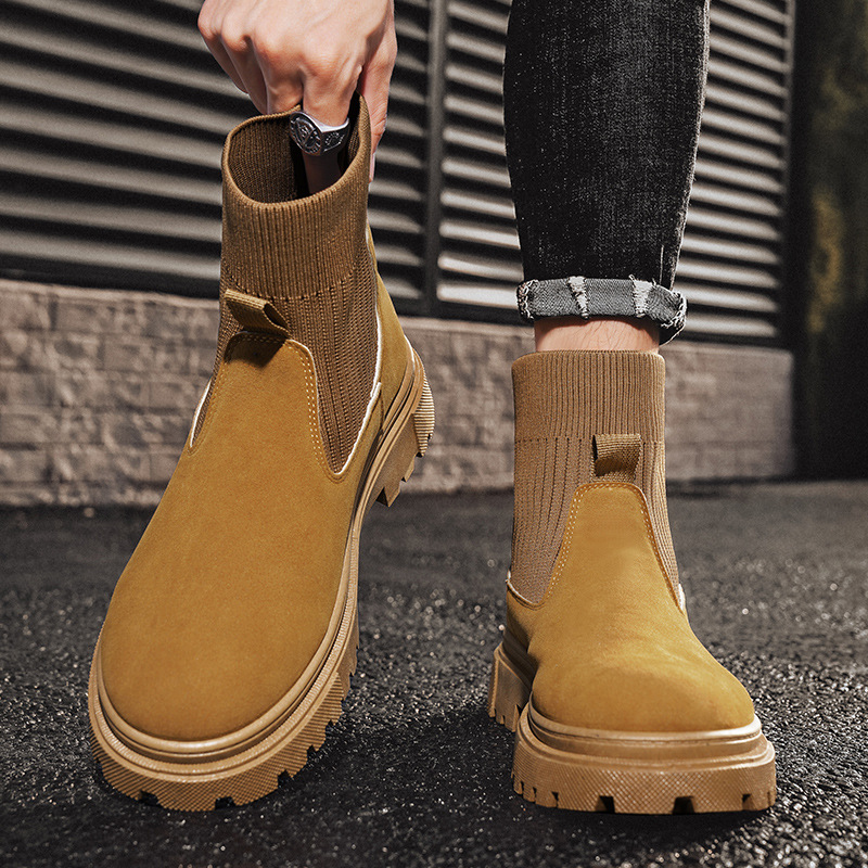 Men's Boots:Fashion Simple Design hot Boots 2024 Winter New Style High Top Anti-slip Comfort,Black/Brown,Free shipping