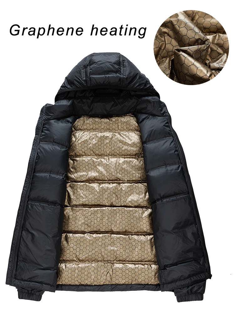 Winter Puffer Jacket Men Business Casual Hooded Windbreaker White Duck Down Padded Lightweight Warm Down Jackets Plus Size 8XL 241111