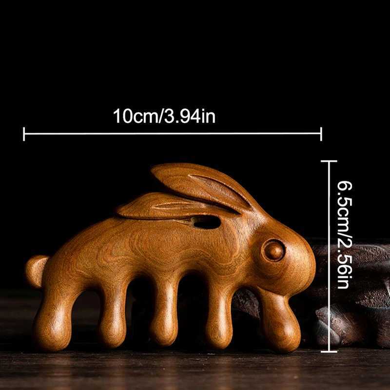 Rabbit Shape Sandalwood Comb Anti static Styling Tool Scalp Relaxing Point Massager Portable Sandalwood Handle Comb W241112
