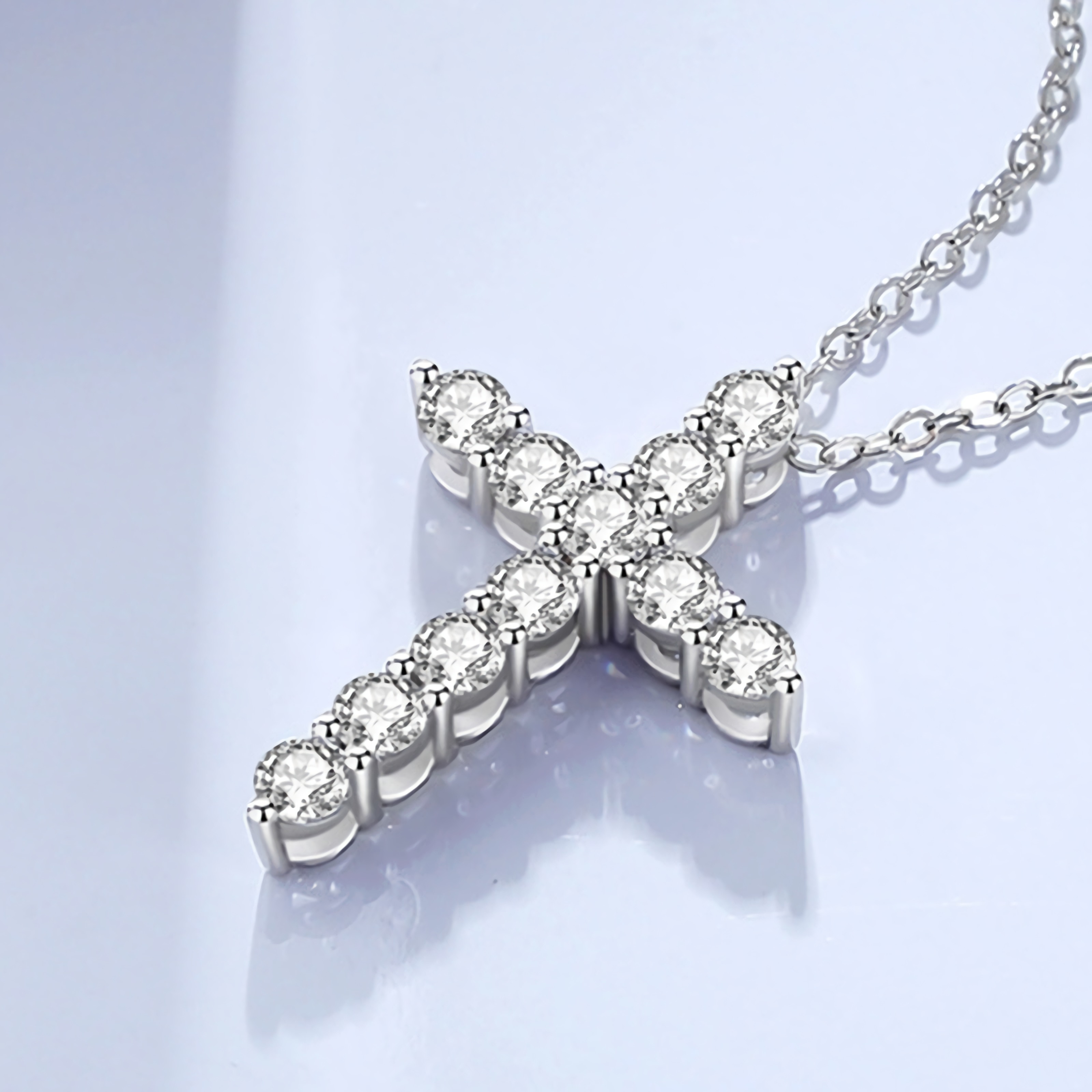 3mm D Color Moissanite Jesus Cross Pendant for Women Men S925 Silver 18k White Gold Plated Necklace Wedding Jewelry Gift