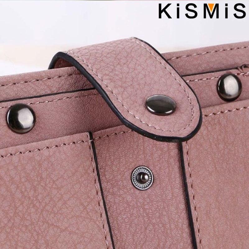 KISMIS New Style PU Leather Rivet Short Wallet - Zipper Change Card Holder, Women's Coin Purse Wallet, Stonego Money Bag
