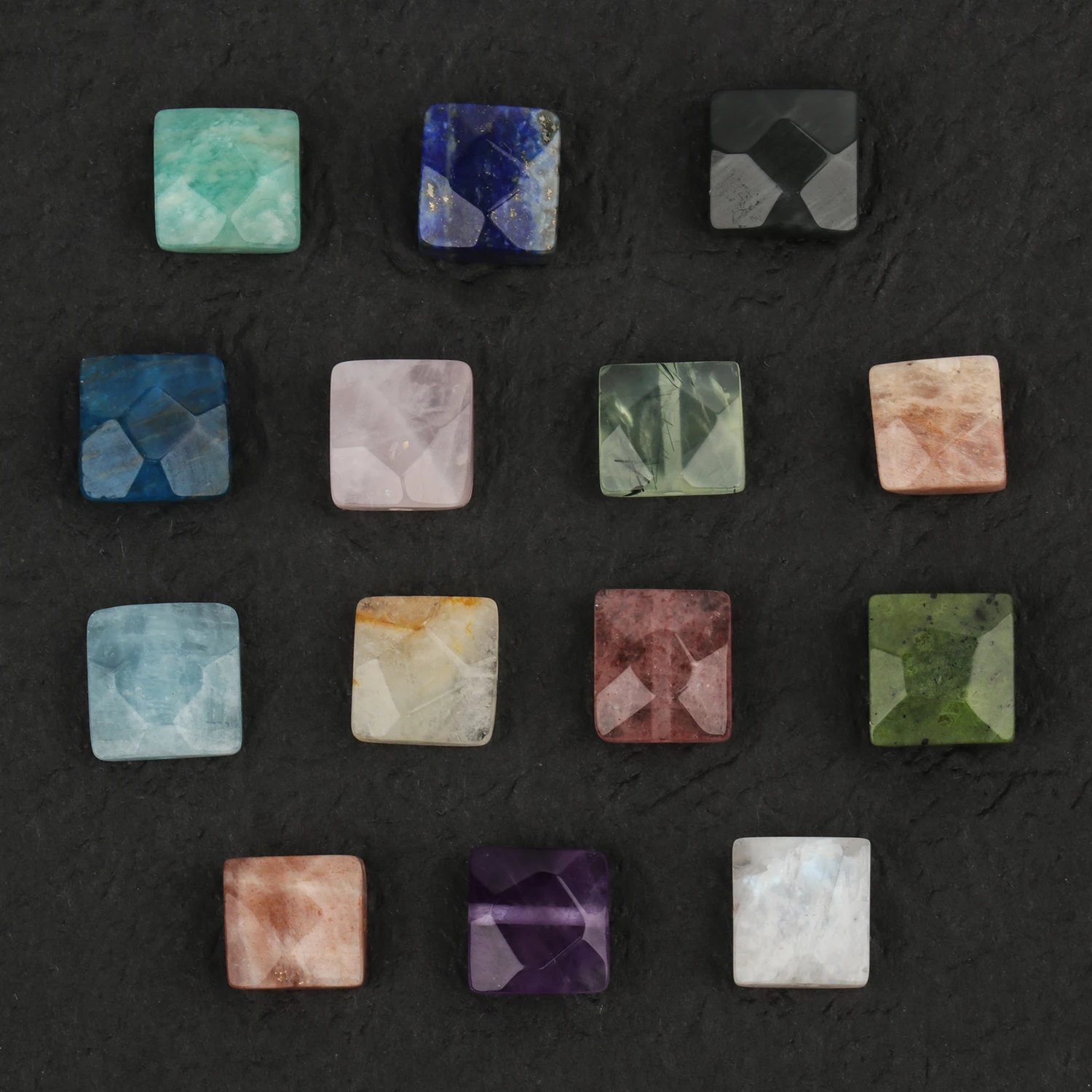 10pcs Faceted Square Amethyst Bead Natural Stone Amazonite Citrine Apatite Loose Beads for Jewelry Making DIY Charms Bracelets