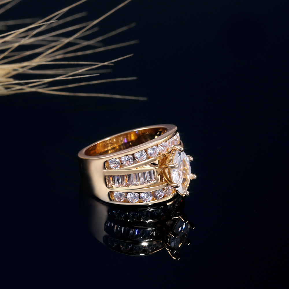 Solitaire Rings Luxury Jewelry 925 Silver&Gold Fill Marquise Cut White Topaz CZ Diamond Party Women Wedding Bridal Ring Birthday Gift