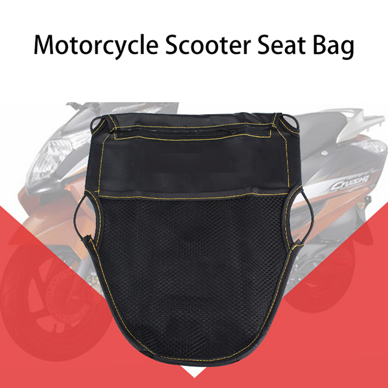 Motorcycle Scooter PU Leather Under Seat Storage Pouch Bag Dual Pockets Organizer
