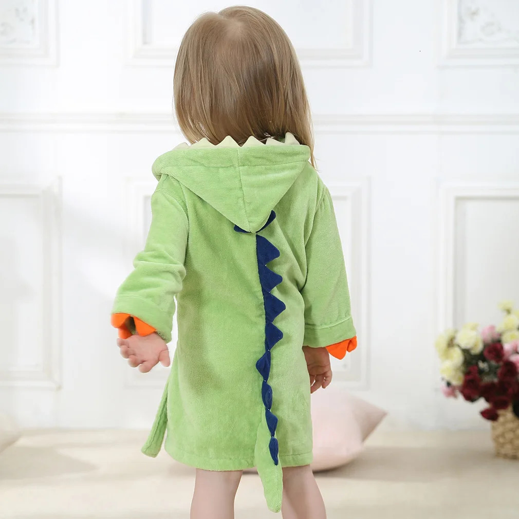 Childrens Bathrobe Hooded Dragon Paw Thick 100% Cotton Baby Bath Towel Girls Kids 1-6 Years Shower Hoodies Bath Robes 241112