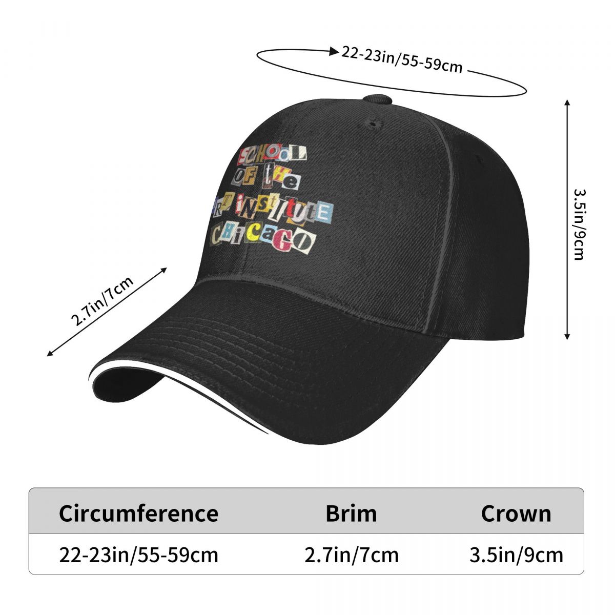 New School of The Art Institute of Chicago SAIC Funky Collage Baseball Cap tea hats Rugby Brand Women's Hat Men's c031e