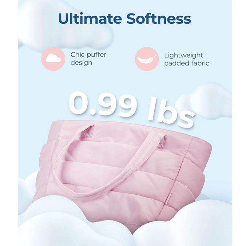 Tote Bag for Women Lightweight Puffy Tote Bag with Compartments Quilted Shoulder Bag Handbag for Travel Work Lady Shoulder Large Capacity Bag Designer