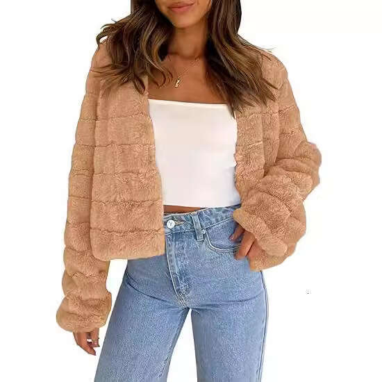 shanshi fur coat women Autumn and Winter New Faux Fur Long Sleeve Front Open Short Coat Top Women's Clothing