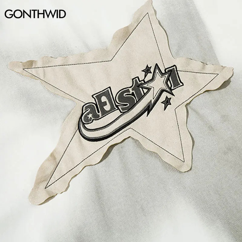 Men Oversized T Shirt Star Splicing Harajuku Streetwear Tshirts Man Fashion Casual Loose Cotton Hip Hop Y2K T-shirt Tops 240409