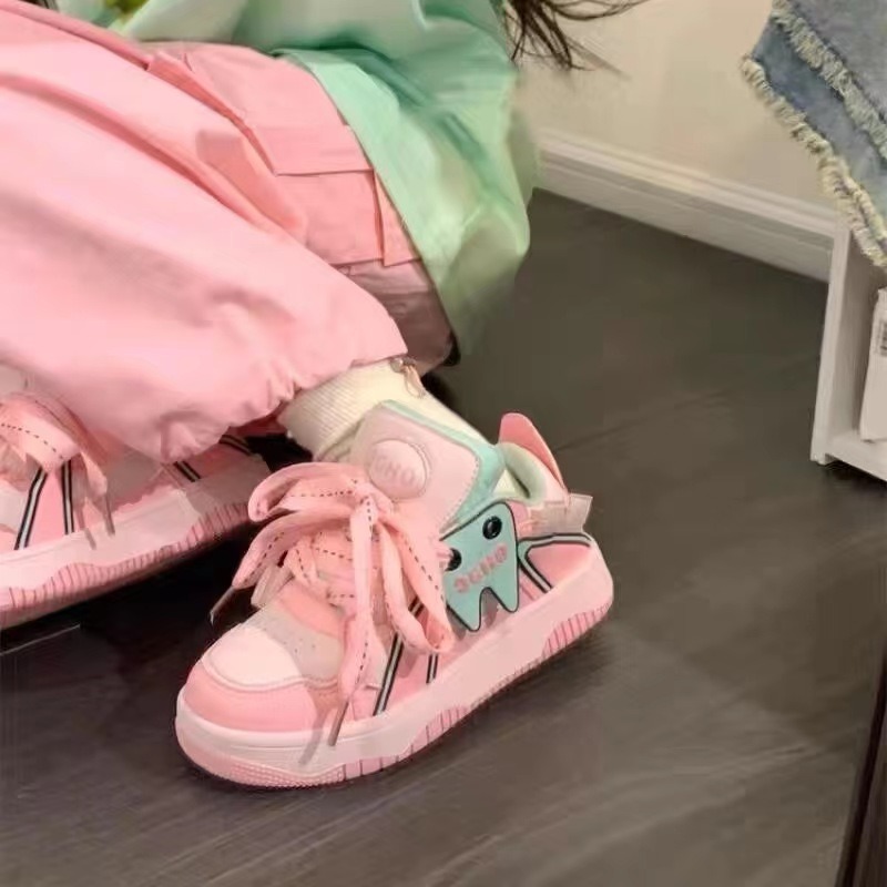 Women's Sneakers 2023 Korean Platform Sports Shoes Vulcanize Running Kawaii Lolita Sneakers Pink Kawaii Women Shoes Girls