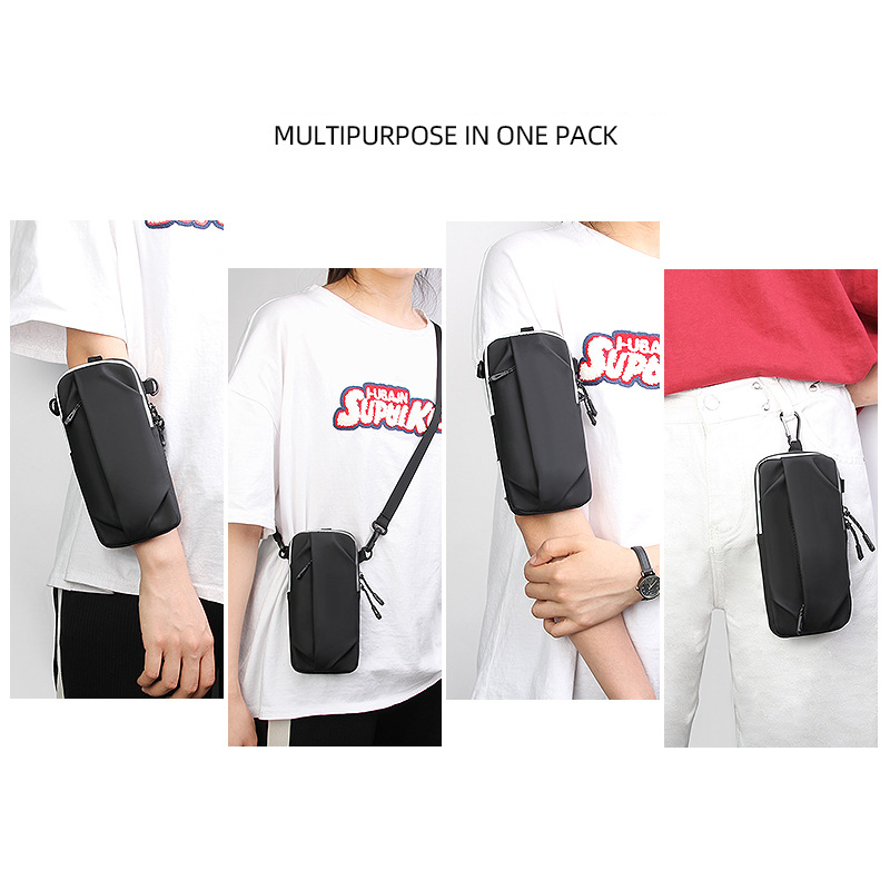 QUESHARK Waterproof PU Leather Running Mobile Phone Arm Outdoor Sports Waist Wrist Pack Single Shoulder Crossbody Bag