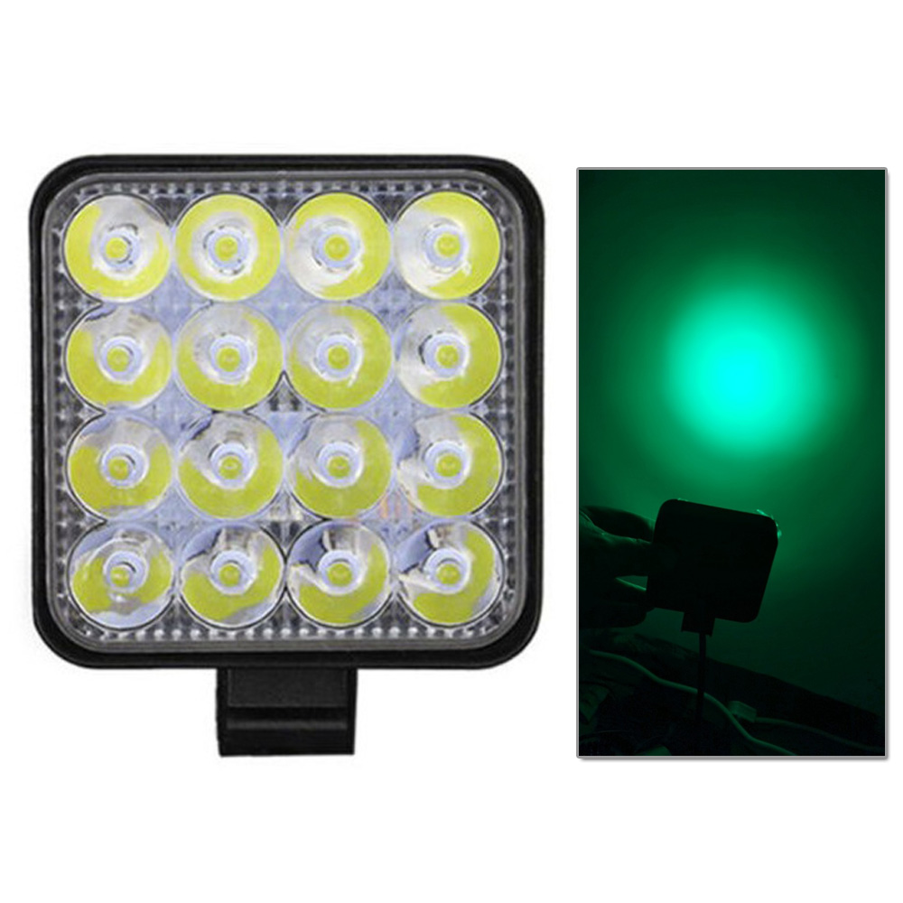 16-LED Work Green Lights Bar Floodlight Car ATV Off-road Driving Fog Lamp 12V/24V 48W 6000K For Project Vehicles Excavator Truck