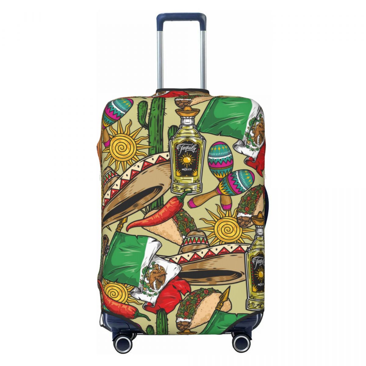 Mexican Symbols Suitcase Cover Vintage Travel Protector Holiday Elastic Luggage Accesories Xmas Gift