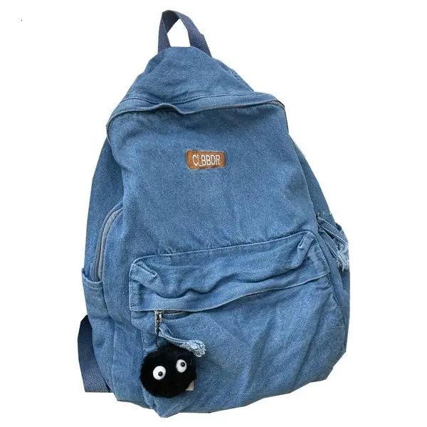 Lazy style washing jeans backpack in Japan simple clown student bag Harajuku style high school backpack 241111