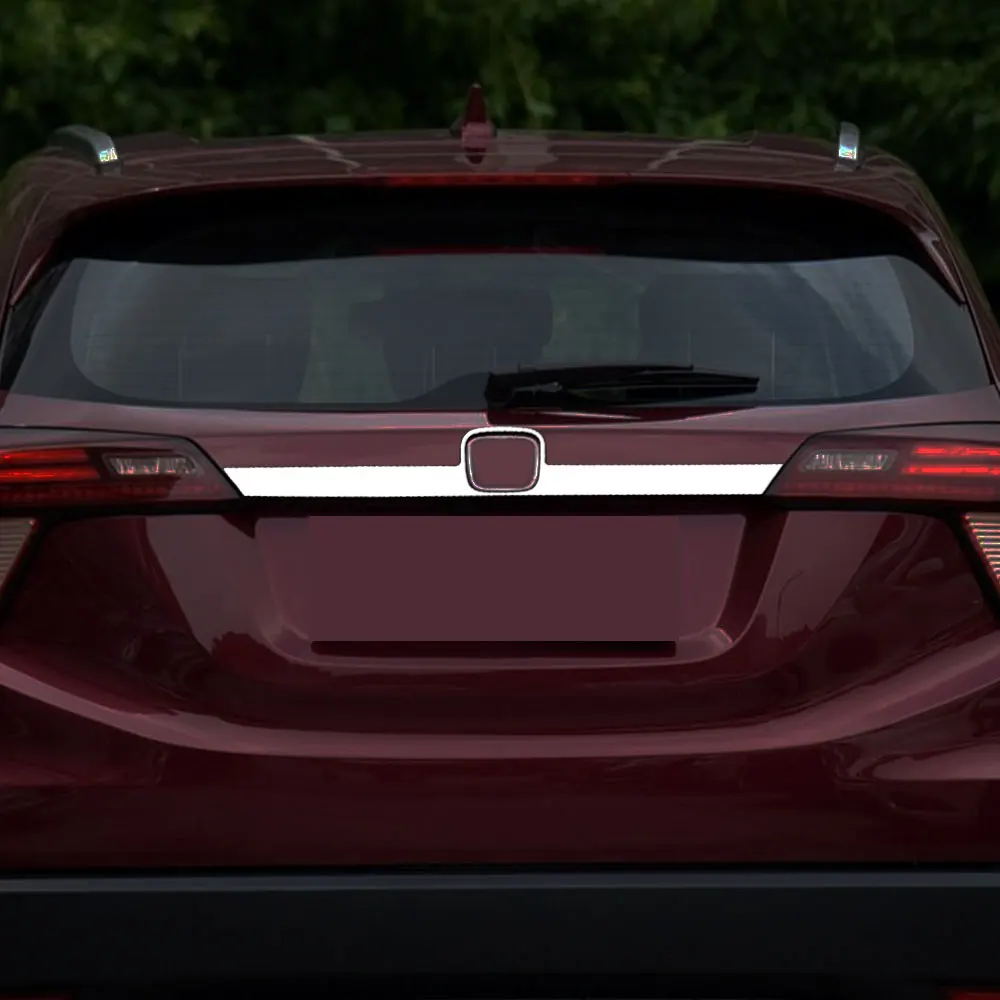For Honda HR-V HRV Vezel 2016 2017 2018 Steel Rear Trunk Cover Tail Gate Cargo Door Lid Trim Molding Frame Garnish Styling