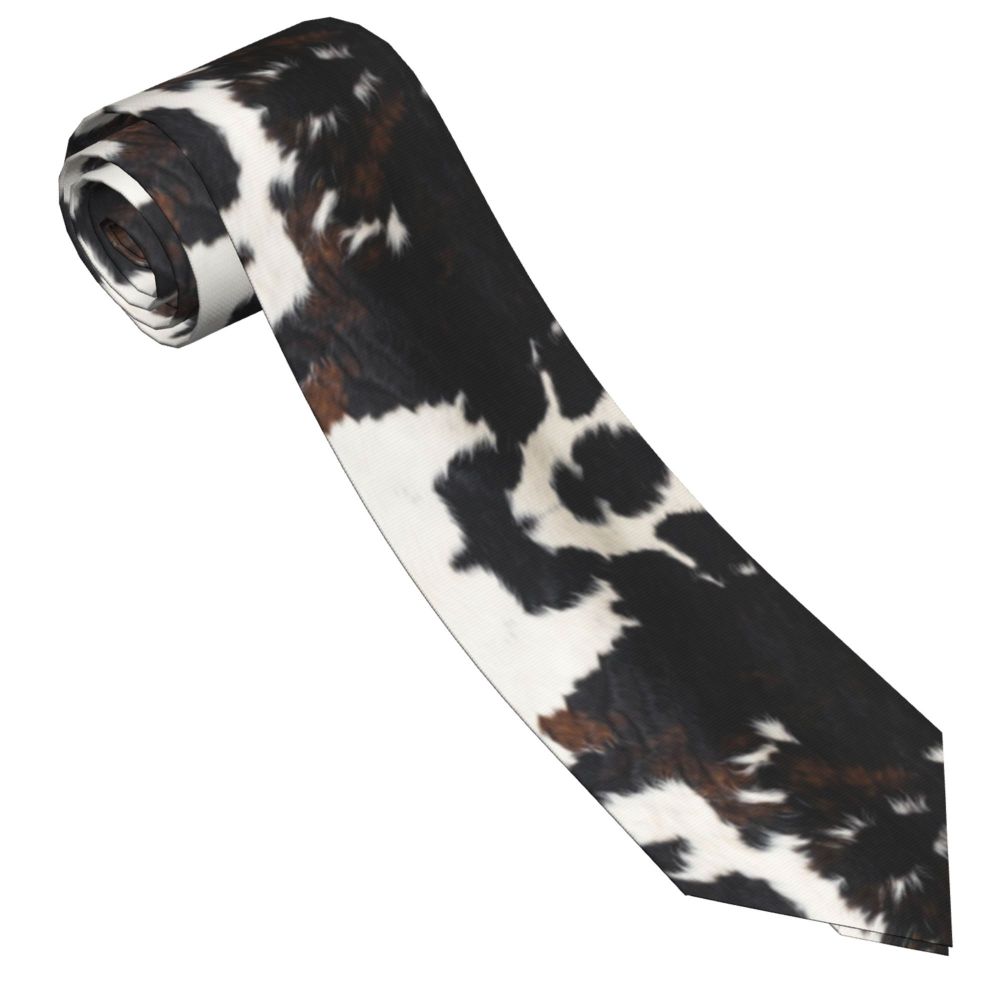Cowhide Leather Cow Fur Neckties Men Women Polyester 8 cm Neck Ties for Men Skinny Wide Shirt Accessories Party ce8e3