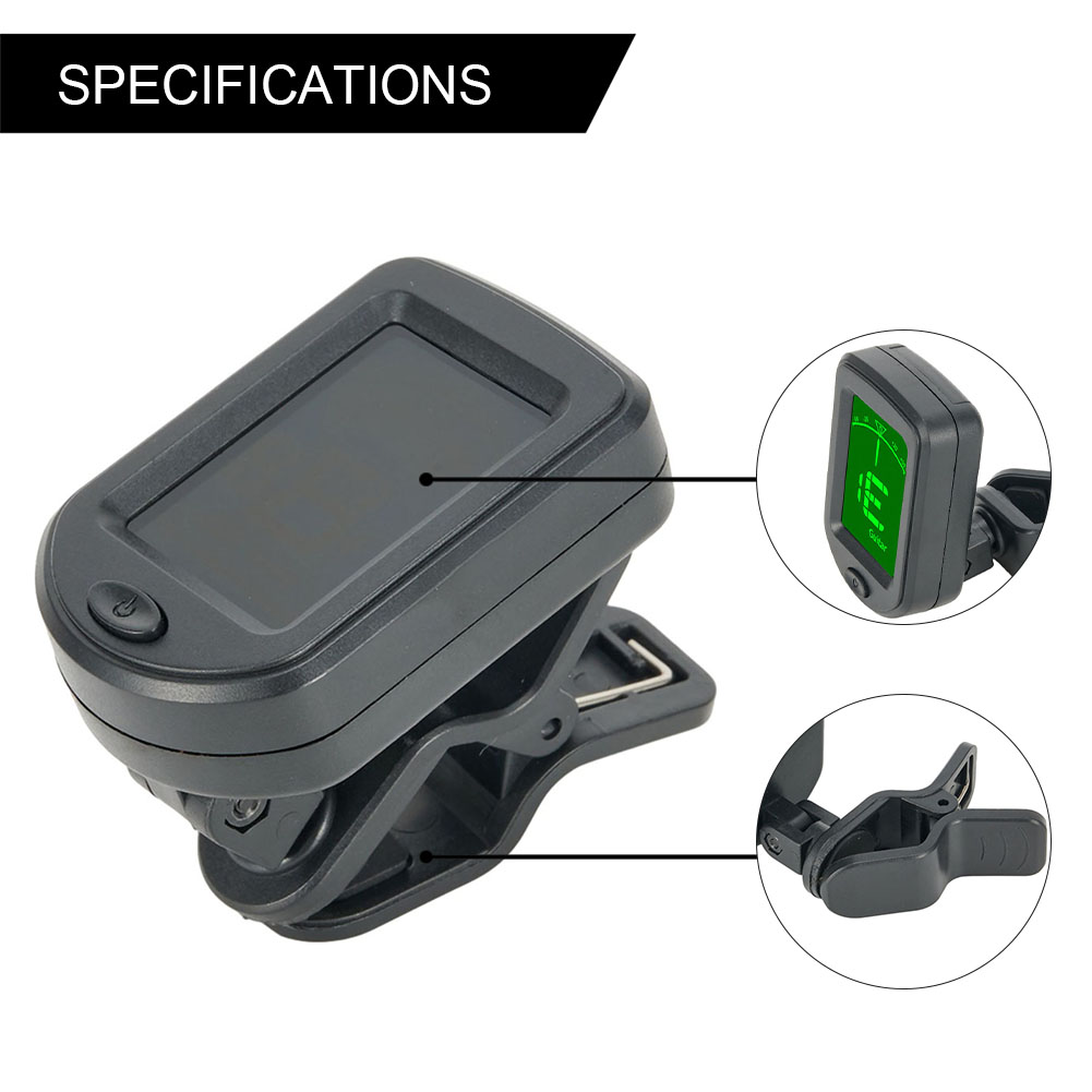 Guitar Accessories Tuner Digital For Bass Guitar LCD Screen 12 Average Rhythm Backlight Black Universal Violin