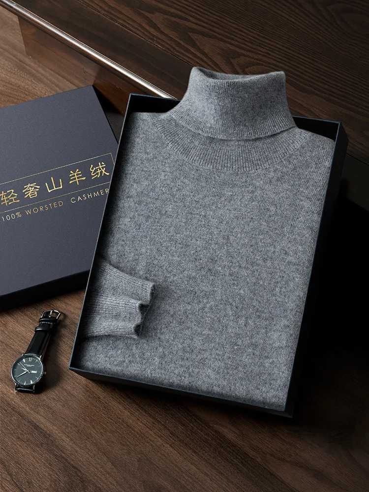 Choose Mens Turtle Neck Cashmere Pulling Flower 00% Cashmere Knitted Sweater Basic Solid Intelligent Leisure Jumping Mens Top Autumn Winter W2411111