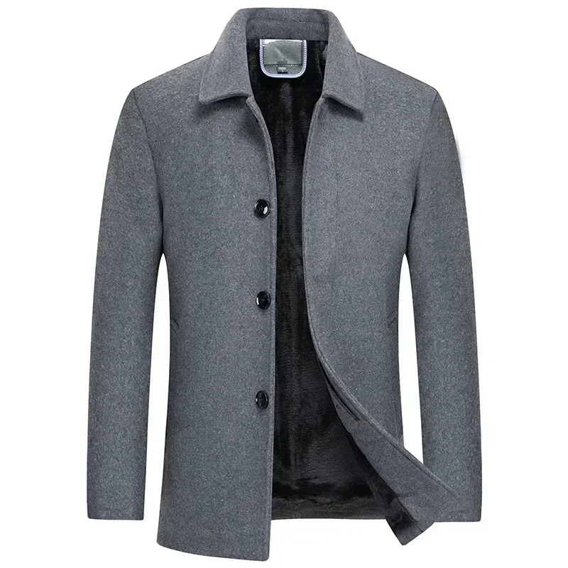 Mens wool warm winter coat mens winter wool blended cashmere trench coat high-quality mens business and leisure wool blended 4XL 241112
