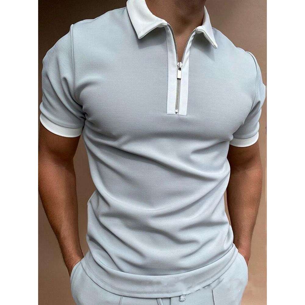 2024 Summer Black Plaid polo shirt for men's casual oversized short sleeved top