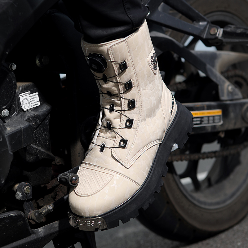 Women's Motorcycle Boots Microfiber TPU Moto Shoes Four Seasons Breathable Waterproof Riding Boots Cross Country Race Shoes