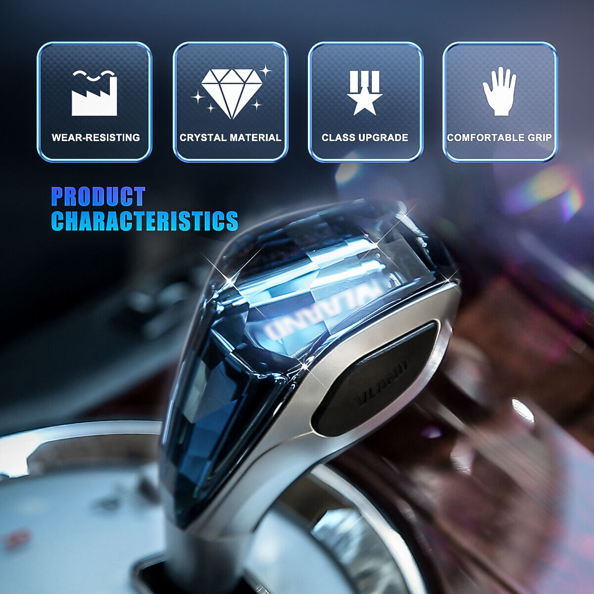Crystal Cut Series Car Gear Shift Knob Touch Activated Multi-Color LED Light for Most Toyota Lexus Hyundai Mitsubishi Mazda 73cb7