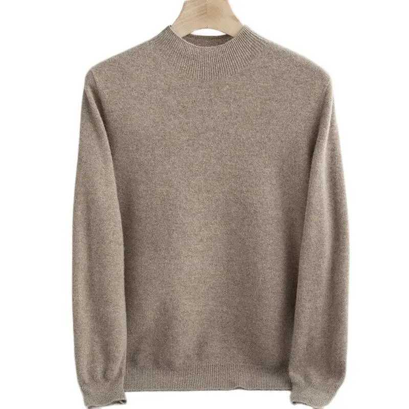 100% Pure Merino Wool Sweater Mens Pullover Half Neck Cashmere Sweater Thick Warm Winter Casual Wool Knitted Shirt W2411111