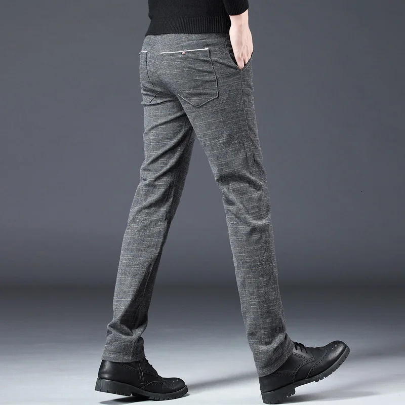 Mens Comfortable Breathable Cotton Casual Pants Fashion Slim fit Straight Korean style Stretch Black Gray Blue Pant 241111
