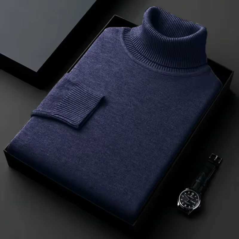 Mens anti pilling sports shirt high-quality knitted turtle neck sports shirt ultra-thin fit long sleeved floral solid color mens clothing W2411111
