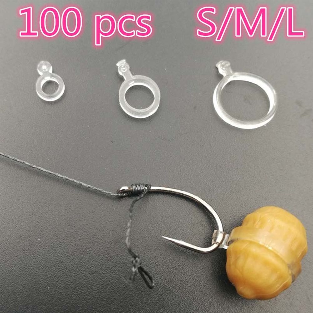 100pcs White PE Pellet Lure Bait Bandage Elastic Baitbands for Carp fishing Pellets Bait Bander Holder Boilie Stops