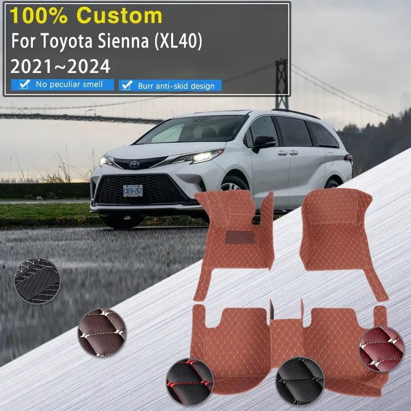 Floor Carpets For Toyota Sienna XSE XL40 2021 2022 2023 2024 Waterproof Pads Car Mats Foot Covers Auto Interior Accessories