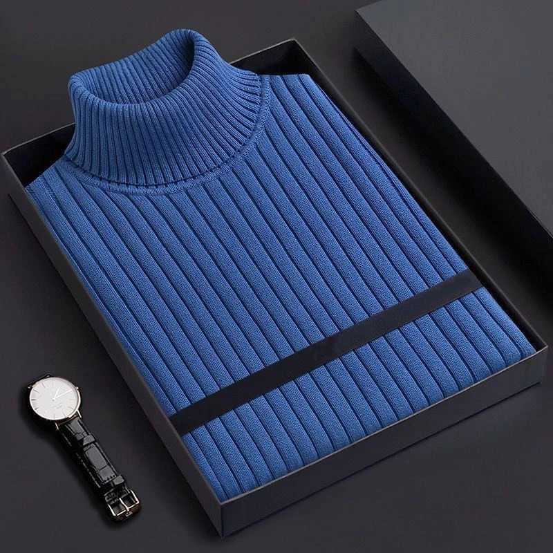 Mens lightweight luxury turtle neck knitted floral casual retro solid color long sleeved sweater Korean clothing basic shirt W2411111