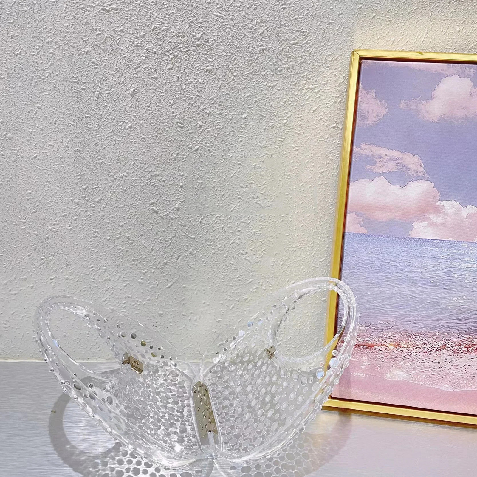 Clear Diamonds Evening Bags Acrylic er Women Handbags Rhinestone Wedding Purses Ladies Half Moon Crystal Clutch 241112