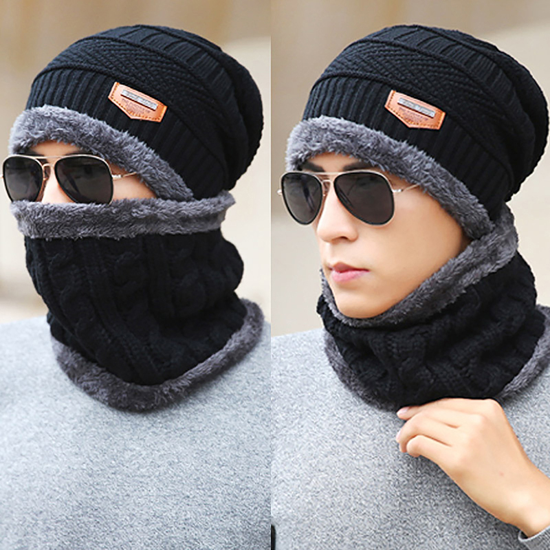 Winter Hats Knit Men And Women Fleece Scarf Outdoor Riding Hat Warm Thickening Plus Veet Neck Protect Cap