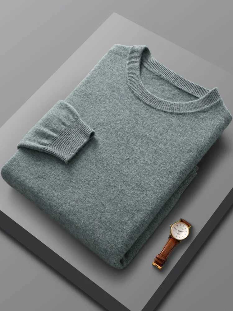 Spring Autumn 100% Wool Pullover Sweater Men O-neck Long-sleeve Cashmere Knitwear Female Clothing Mens ClothingXJ241111