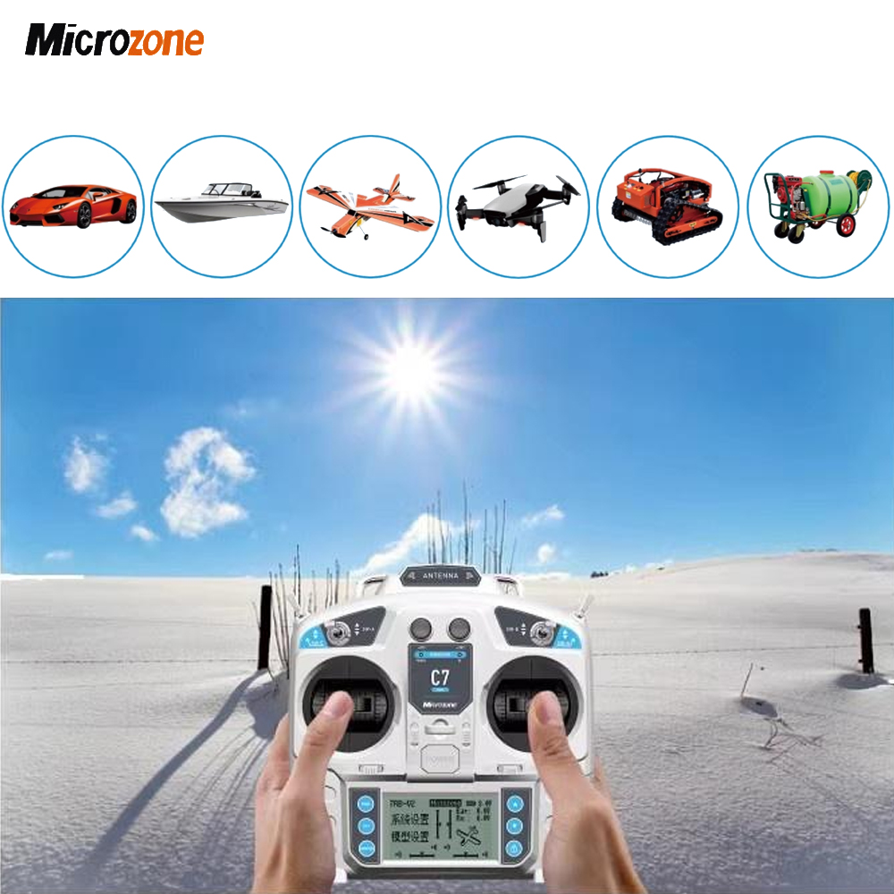 MicroZone C7-MINI MC7 2.4Ghz 8CH RC Transmitter Remote Control MC8RE-V2 PWM/ SBUS Receiver For Fixed-wing/ Car/ Boat/ Multi-axis