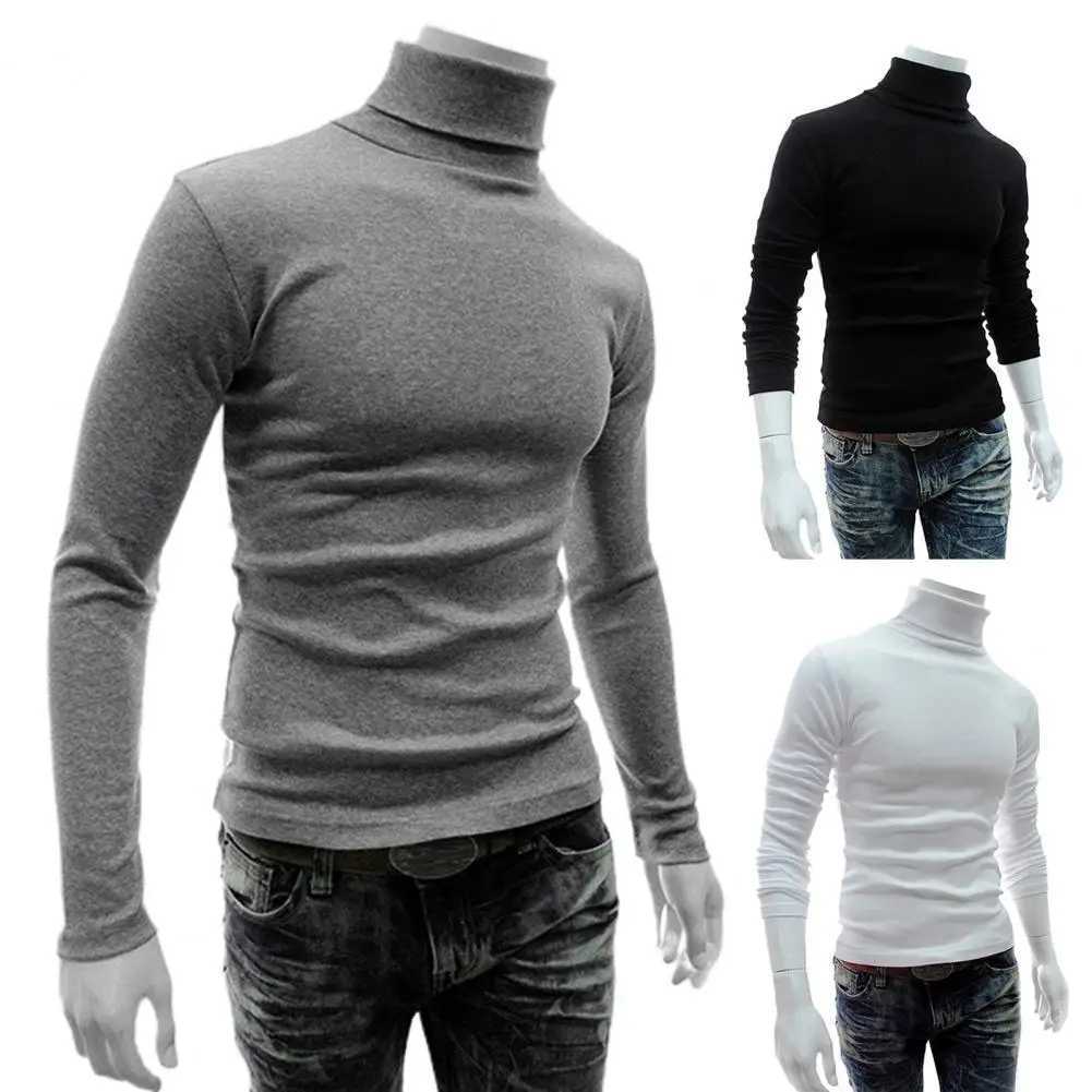 Fashionable Turtleneck slim fit autumn Pullover lightweight knitted shirt solid color elastic knitted shirt suitable for daily wear W2411111