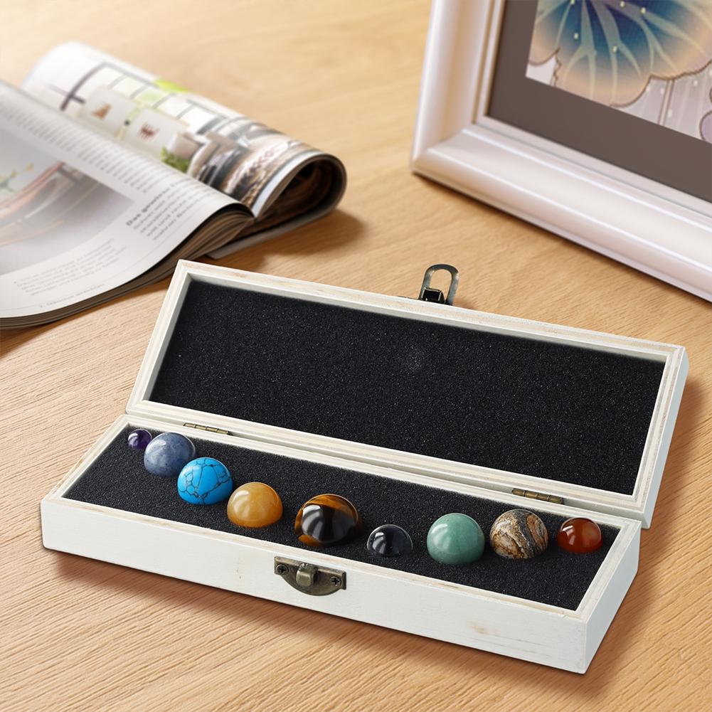 Creative Natural Crystal 8/9 Planet Ball Solar System Round Original Stone Popular Science Ornament Sphere Galaxy Model Gift Box