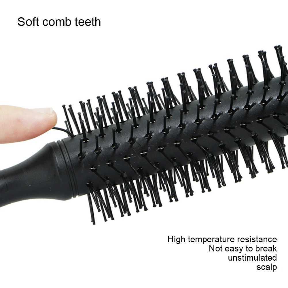 Round hair comb with natural wooden handle round bucket anti-static professional barber salon hair comb W241112