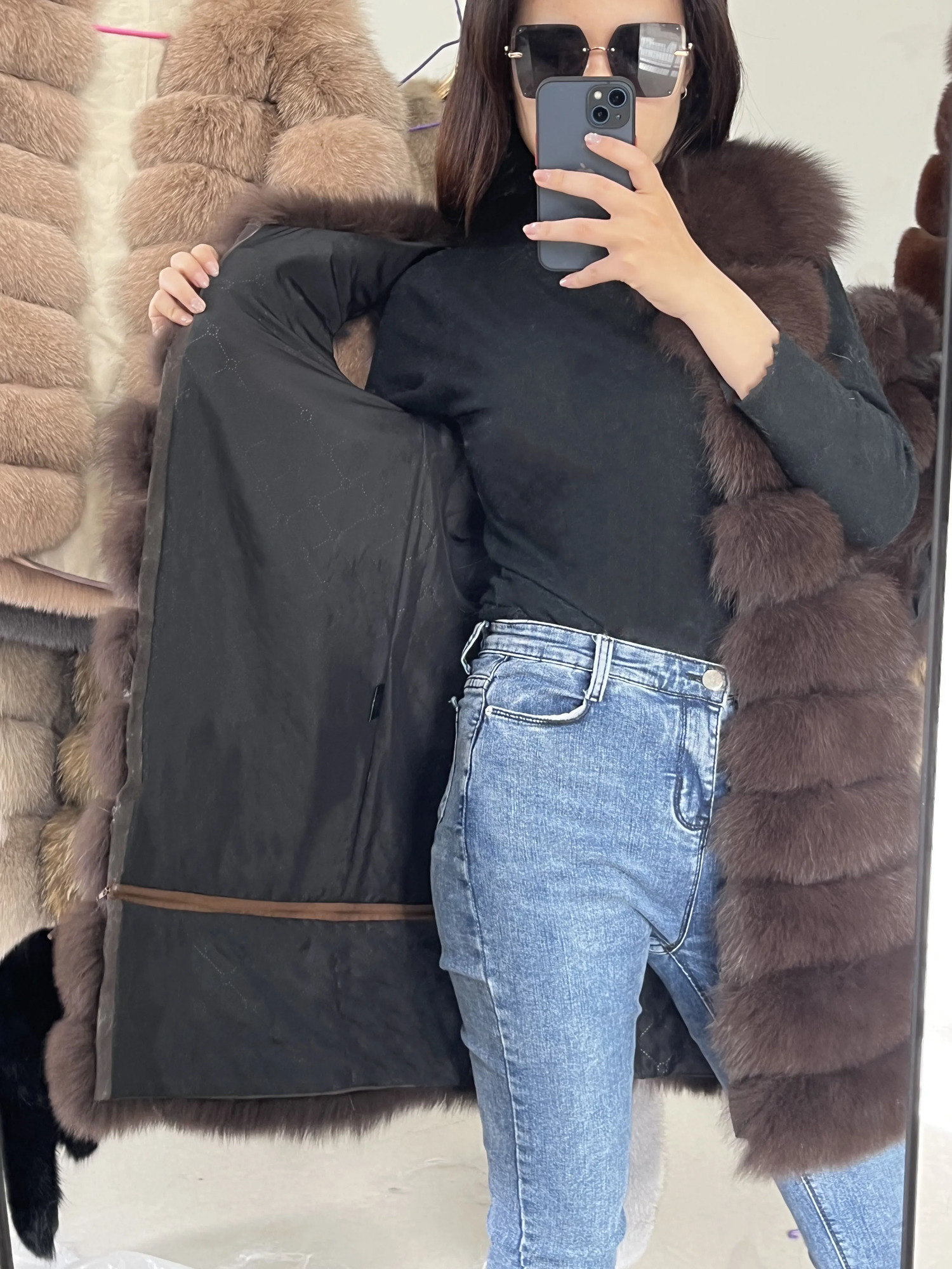 Natural Real Fur For Women MidLength Short Womens Warm Winter Jacket Vest ious Furry Large Size clothing 241112