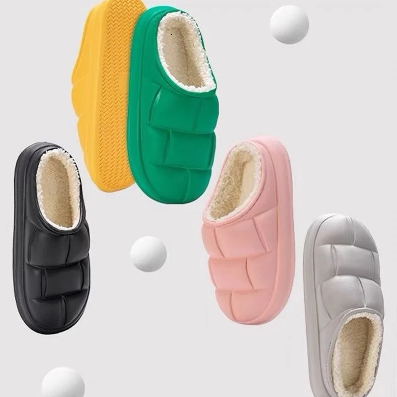 Cotton slippers mens autumn and winter 2024 indoor waterproof warm anti slip cotton shoes bag heel shoes 241112