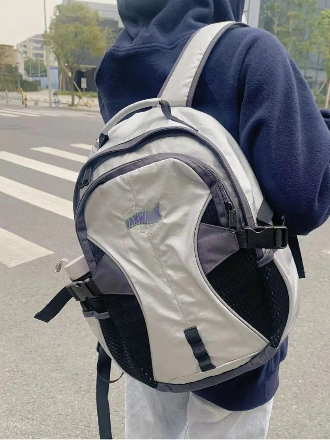 Neutral Y2k school bag American fashion Korean womens outdoor backpack high-capacity leisure letter backpack 241111