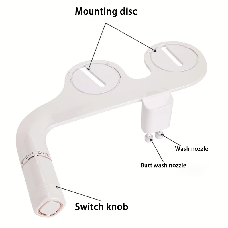 No Power Required Toilet Bidet Cleaner Attachment, Ultra-thin Toilet Seat Dual Nozzle Bidet with Adjustable Water Pressure