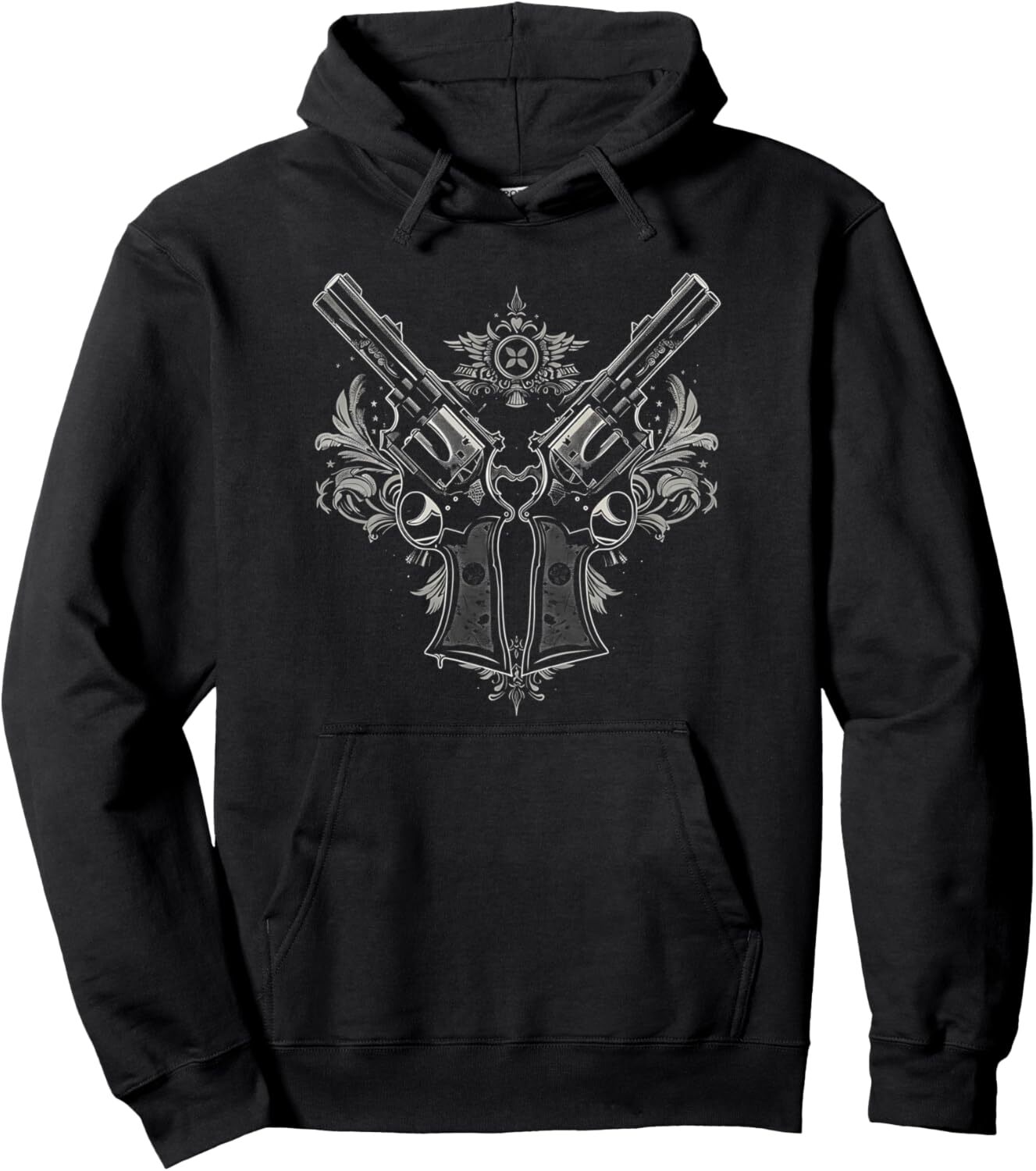 Hoodie for Mens Womens Revolver Gun Crossbones Design Pullover Hoodie Graphic Hoodies sweatshirt