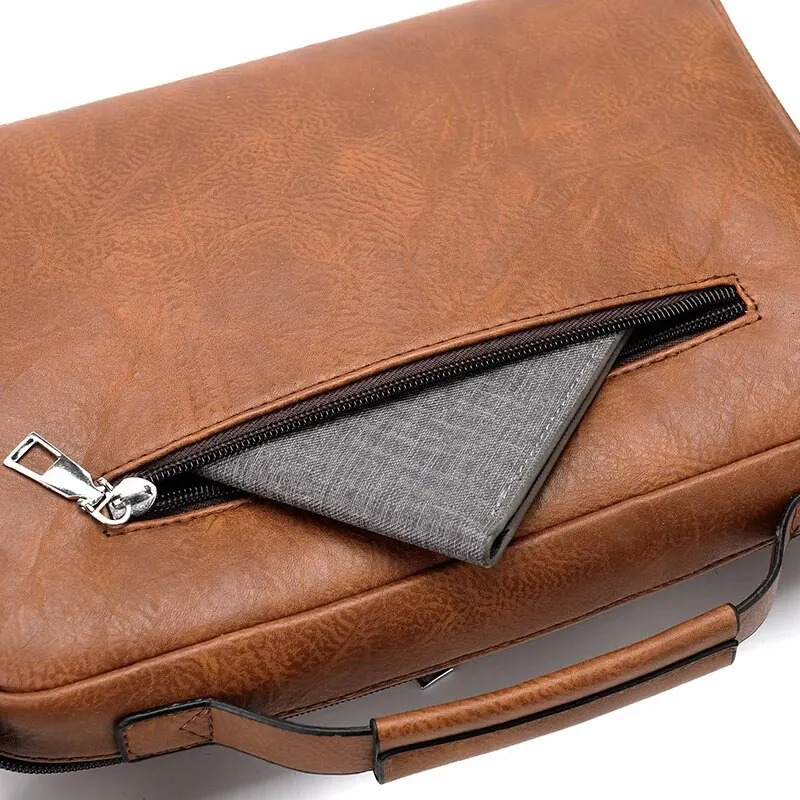 PU Shoulder Bag Mens Handbag Casual Business Large Capacity Crossbody 241111