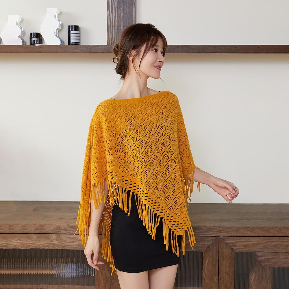 Spring Summer Women's Hollowed-out Fringe Coat Shawl Cape Scarf Plus Size Vintage Scarves Ponchos Scarf Outwear Warm 2023 d2271